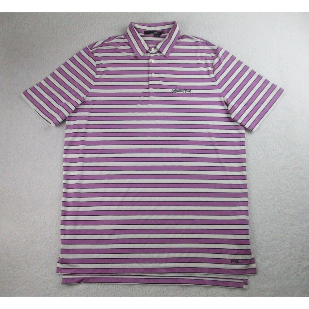 RLX Ralph Lauren Golf Polo Shirt‎ Mens XL Pink White Stripes Stretch Performance
